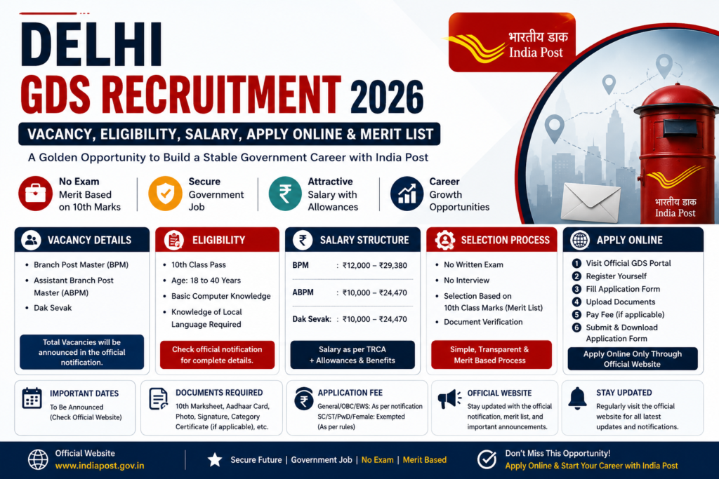 Delhi gds recruitment 2026
